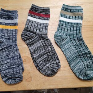 Stripe Top Socks 3 Pair Various Colors Polyester Elastane OS NEw